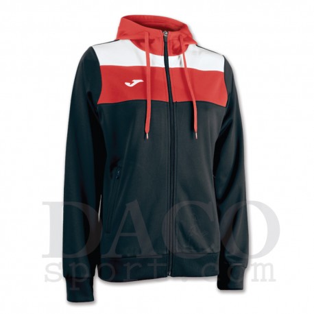 Joma Felpa Cappuccio CREW Donna Nero/Bianco/Rosso